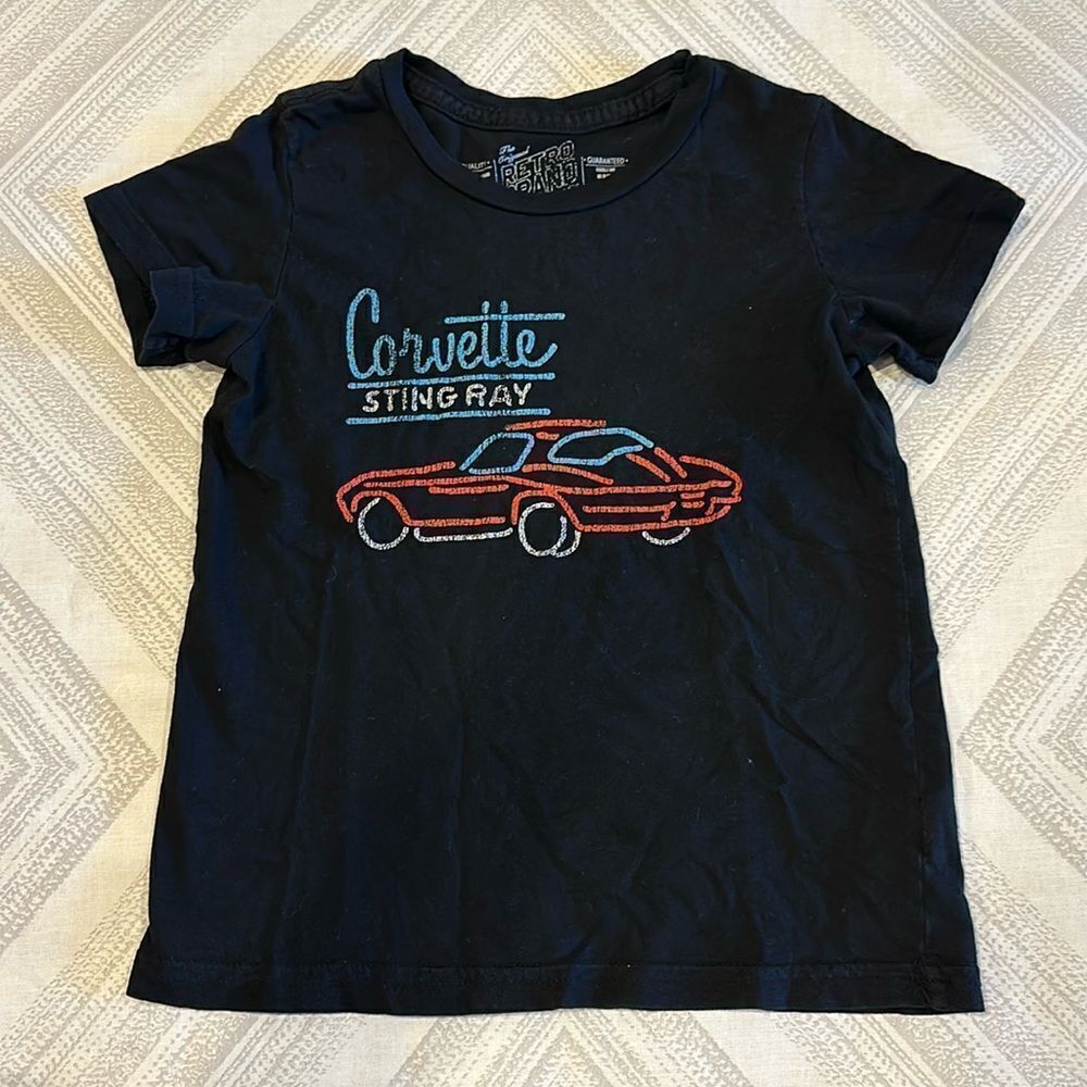 The Original Retro Brand Boys Corvette Sting Ray Car Black T-Shirt - Size 4T